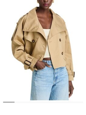 Aqua cropped trench coat